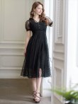 画像6: [送料無料][GINZA COUTURE]ブラック・半袖・ハート・ドット・Aライン・ミディアムドレス・ワンピース[即日発送][大きいサイズあり] (6)