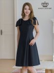 画像6: [送料無料][GINZA COUTURE]ブラック・レッド・ピンク・ベージュ・半袖・シンプル・Ａライン・リボン・ミニドレス・ワンピース[即日発送][大きいサイズあり] (6)