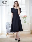 画像5: [送料無料][GINZA COUTURE]ネイビー・ピンク・半袖・ビジュー・ポケット・シンプル・Aライン・ミディアムドレス・ワンピース[即日発送][大きいサイズあり] (5)